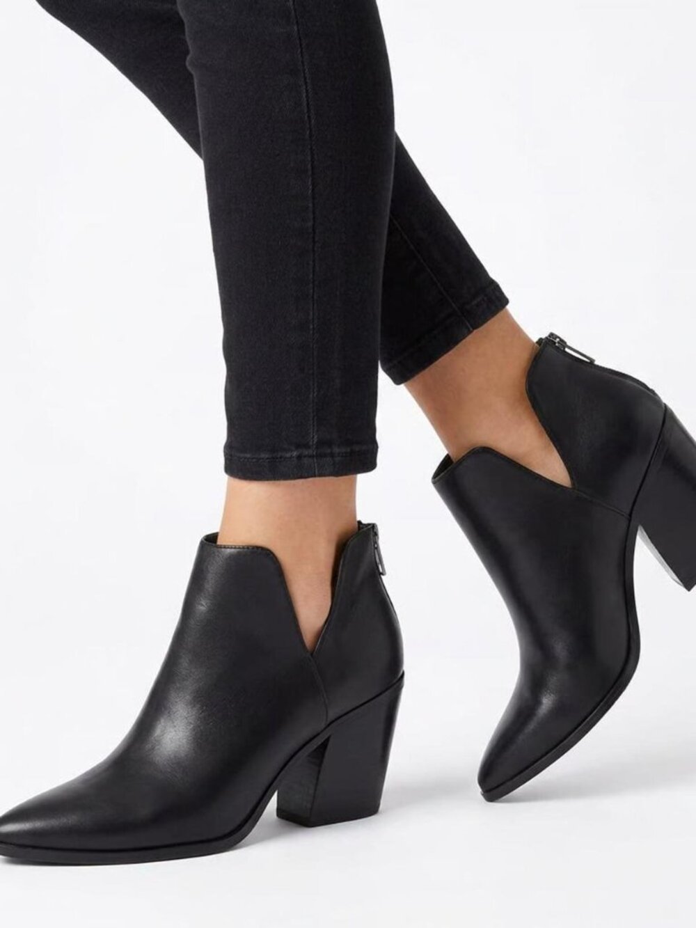 Soda Almond Toe V-Cut Slip-On Ankle Boot